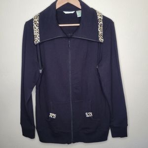 Cozy Animal Print Full Zip Sweatshirt, Size M